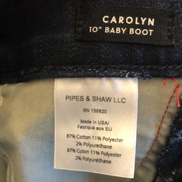 Veronica Beard 10” Carolyn Baby Boot Jeans in Midnight w/Red Tuxedo Stripe. 25. - Picture 11 of 12